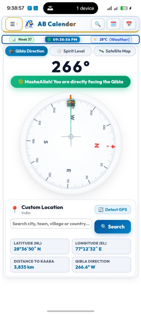 AB Calendar Live 3D Qibla Compass
